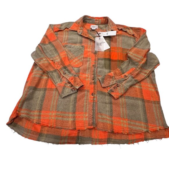 Urban Outfitters BDG Andy Distressed Flannel Shirt, NWT, Orange,  S - Picture 11 of 12